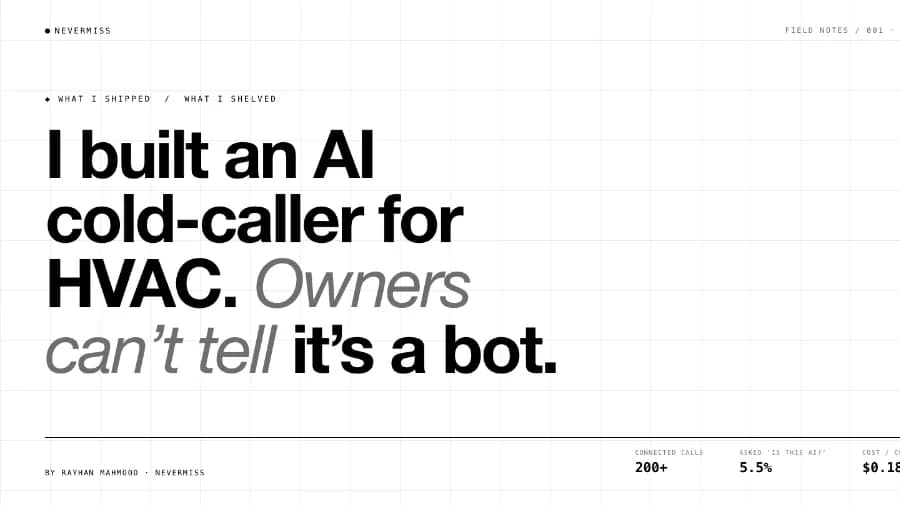 Build for AI cold caller for outbound. Owners cant tell its a bot